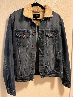 Blue Denim Sherpa-Trim Jean Jacket